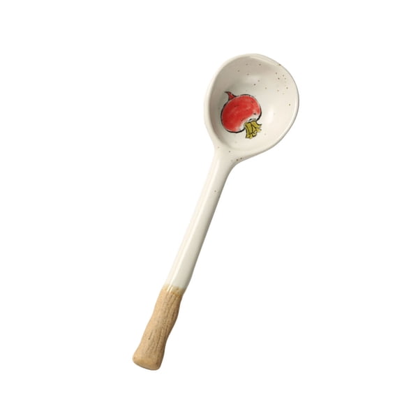 IBASETOY Adorable Ceramic Spoon for Kitchen Use with Assorted Color and Cartoon Patterns 5.5 Inches