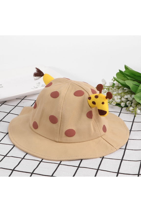 Adorable Khaki Cartoon Giraffe Hat with Delicate Brim for Decoration Made of Safe Durable Cloth