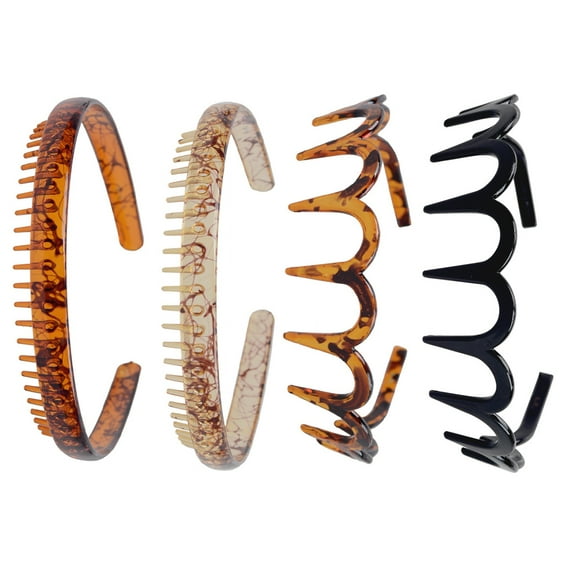 IBASETOY 4Pcs Unisex Hair Clasp Hard Plastic Hairband Antiskid Headband Accessories Assorted Color