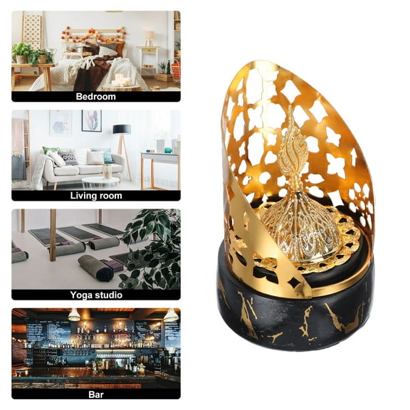 IBASETOY 1Pc Elegant Black Metal Aromatherapy Burner for Freshening and Home Adornment