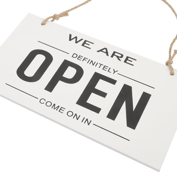 IBASETOY Double Sided White Wooden Open Closed Sign Hanging Decoration for Business Door
