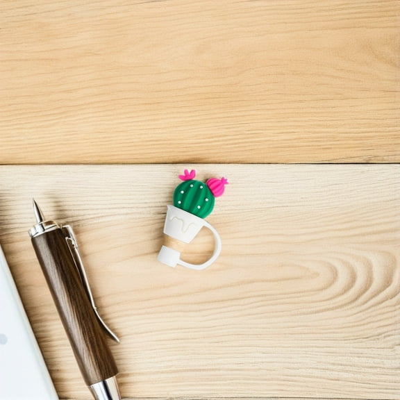 IBASETOY Cactus Straw Caps Green PVC for Drinking Reusable Straws 4Pcs