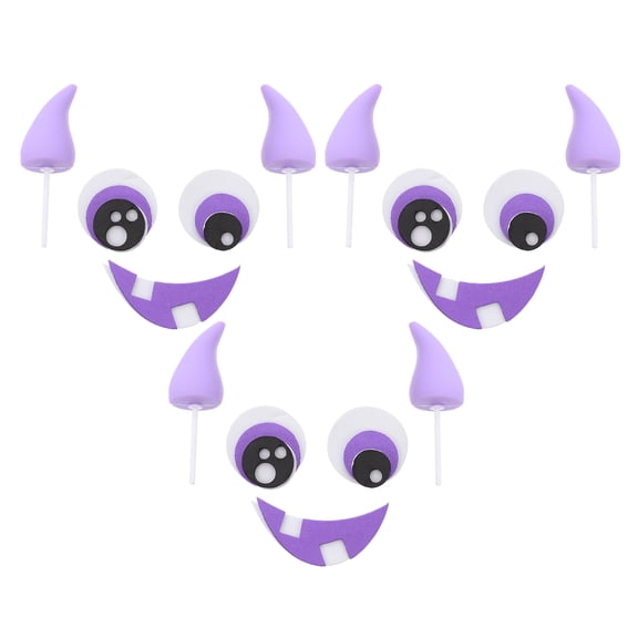 IBASETOY Purple Cake Decor Toppers for Creepy Cupcakes and Desserts, Set of 3, Plastic and Froth