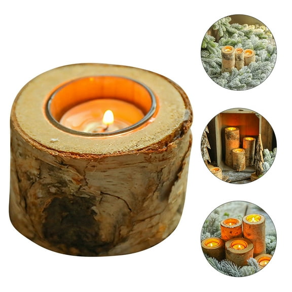 IBASETOY Decorative Birch Candlestick Holder Tabletop Ornament Pastoral Style Assorted Color