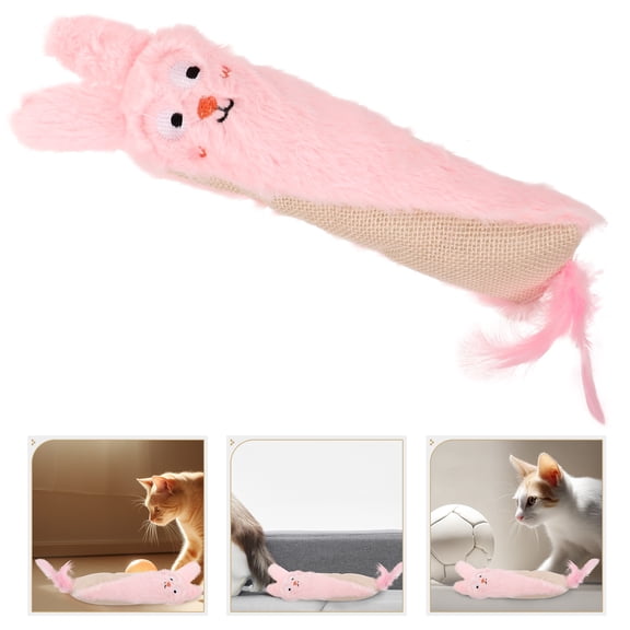 IBASETOY Catnip Toys for Cats Pink Plush Chew Toy 1Pack