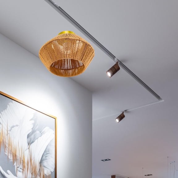 IBASETOY Ceiling Light Rattan Hanging Lamp Assorted Color Decorative Lighting for Homeowners 1Pack