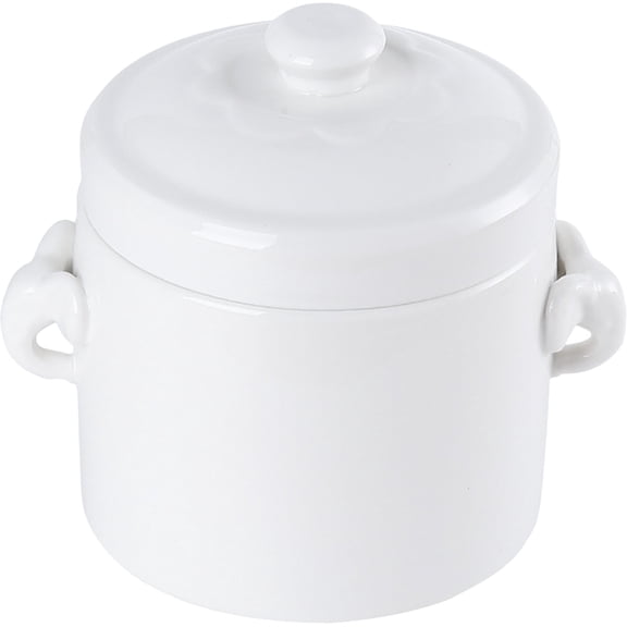 IBASETOY White Ceramic Stew Bowl with Lid for Storage Use Perfect for Soups and Desserts 7 inch