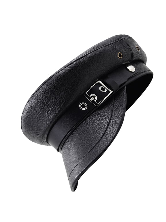 Charming Black PU Chauffeur Hat for Women's Ideal for Costumes and Decoration, Perfect for Sailing Parties and Role Play