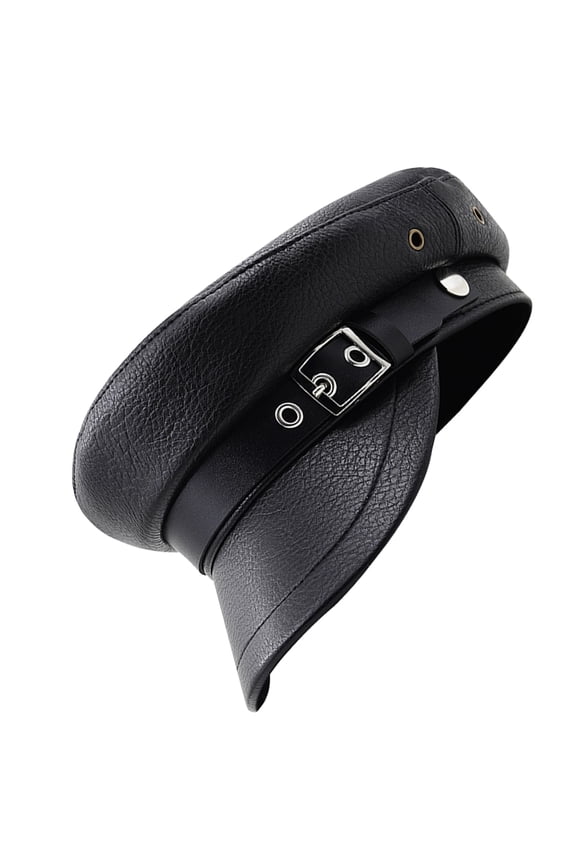 Charming Black PU Chauffeur Hat for Women's Ideal for Costumes and Decoration, Perfect for Sailing Parties and Role Play
