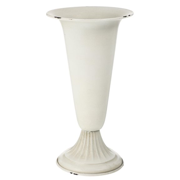 IBASETOY White Iron Flower Vase with Stable Base for Chic Plant Arrangement and Room Decoration