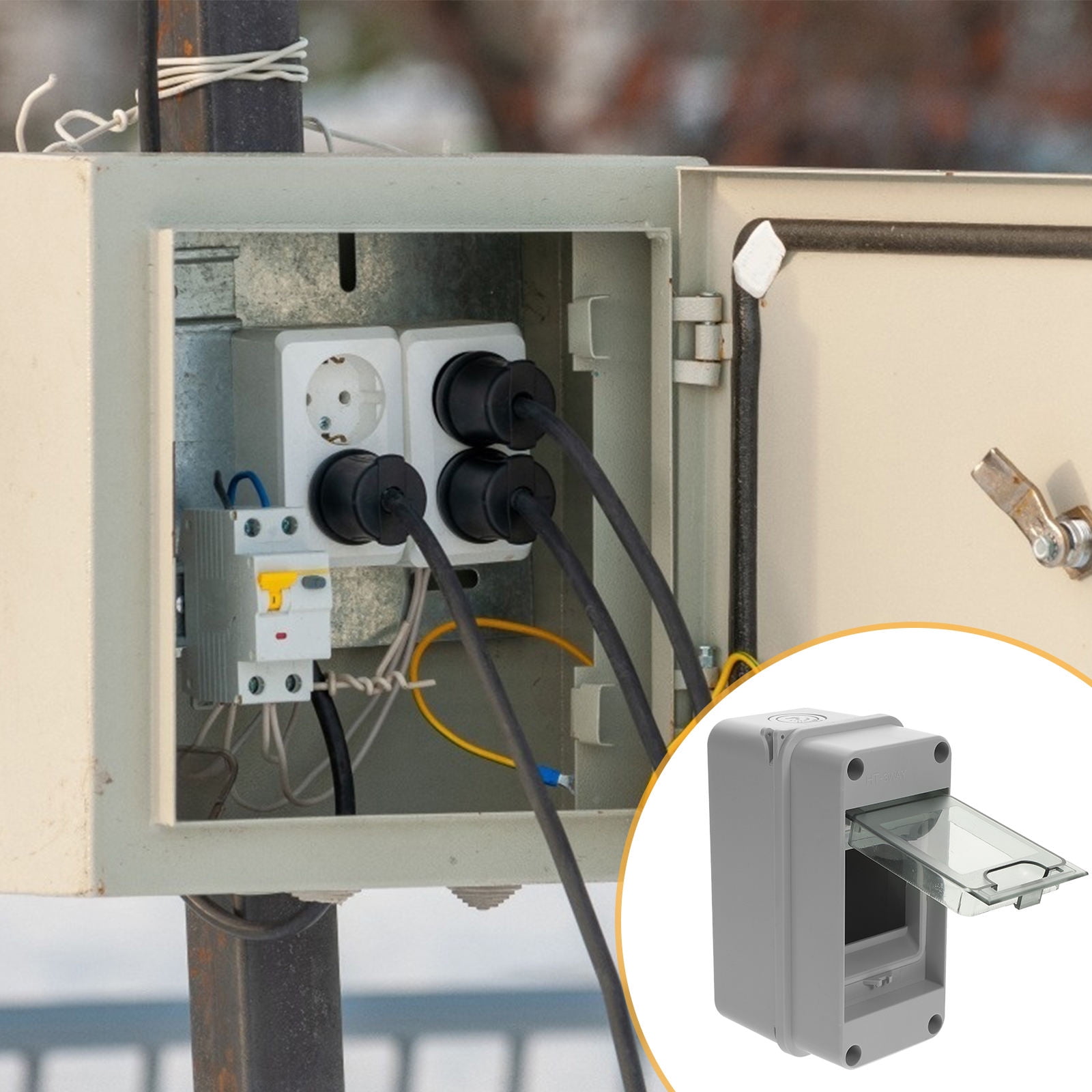 IBASETOY Circuit Breaker Protection Box Power Distribution Junction Box Waterproof 1Set