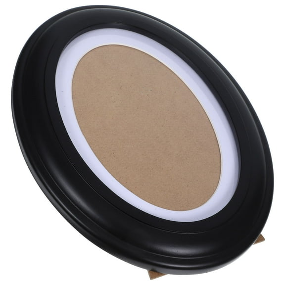 IBASETOY Decorative Picture Frame Wooden Oval Photo Frame Black 1Pcs