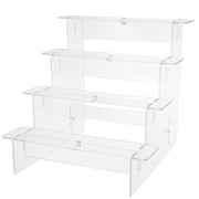 IBASETOY Clear Display Riser Acrylic Display Shelf Minimalist Four Tier Storage Holder for Collectors 1Pack
