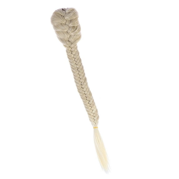 IBASETOY Ivory Synthetic Fishtail Braid Ponytail Extension Clip in Hairpiece with Adjustable Drawstring