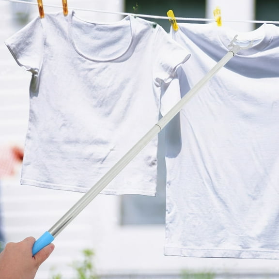 IBASETOY Practical Silver Clothes Reach Pole with Modern Minimalist Style for Indoor Clothing Hanging
