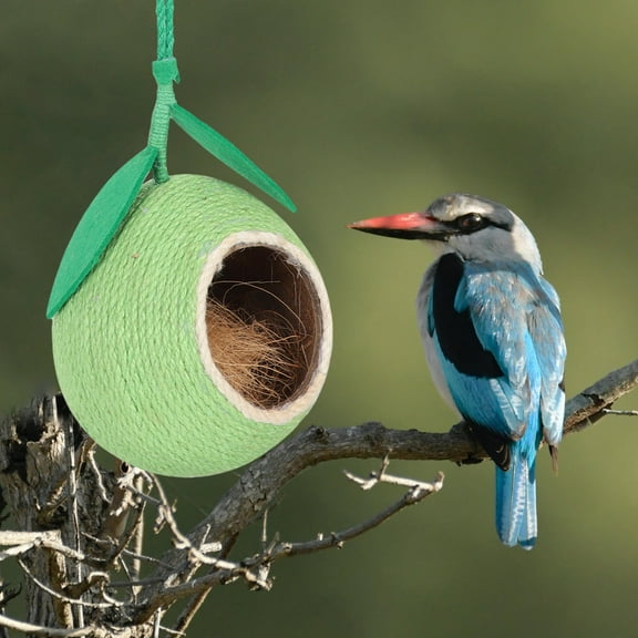 IBASETOY Coconut Bird Nest Hemp Rope Hanging Bird Hut for Doves 1Pcs