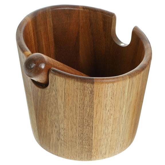 IBASETOY Coffee Knock Box Wood Espresso Grounds Dump Bin with Knock Bar for Coffee Station Accessories
