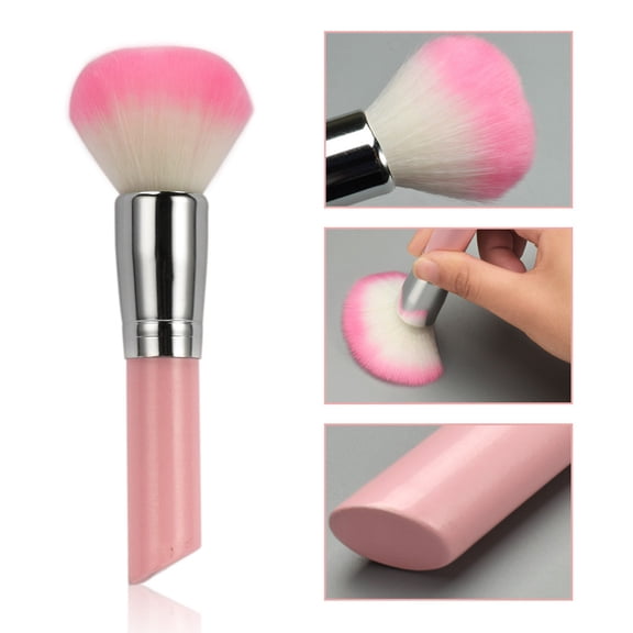 IBASETOY 1Pc Pink Makeup Powder Brush with Nylon Fiber for Natural Blusher Look and Comfortable Grip