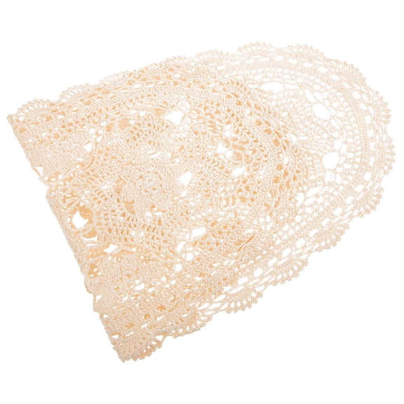IBASETOY Beige Cotton Crochet Table Runner for Buffet and Dining Room Decoration 72 x 14 Inches