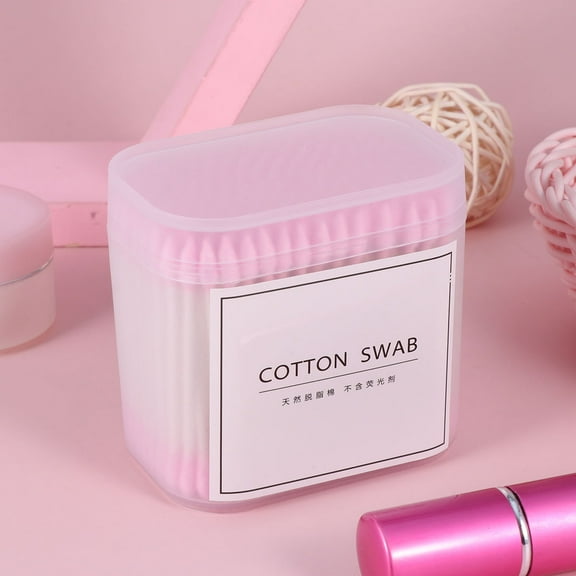 IBASETOY Cotton Swabs with Paper Sticks for Makeup Use Double Head Design Beauty Accessories 400pcs in 2 Packs Pink