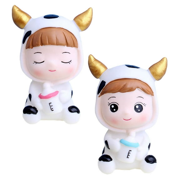 IBASETOY Cow Shape Plastic Cake Decoration for Birthday Party Home Decor White 2.44x1.97x1.57in