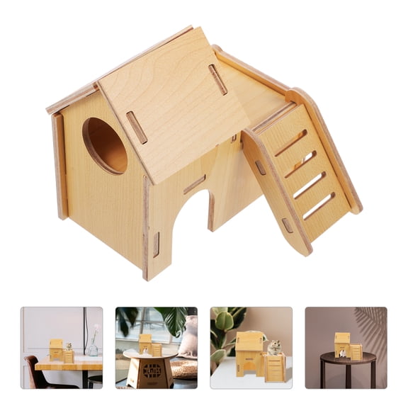 IBASETOY Cozy Chinchilla House with Ramp 2pcs Hamster Hideout Durable Fun for Small Pets like Hamsters and Hedgehogs