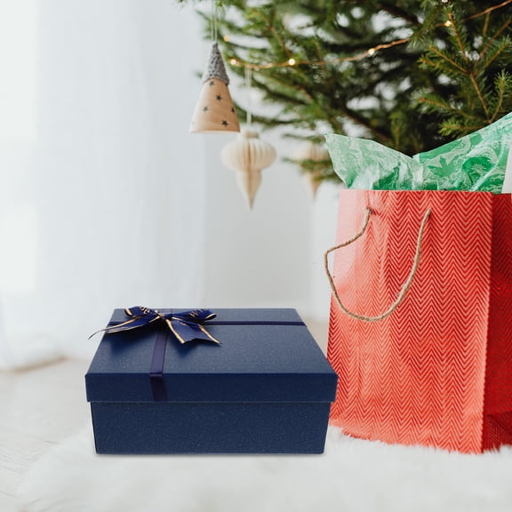 IBASETOY Decorative Box For Holidays With Blue Paper And 1Pack