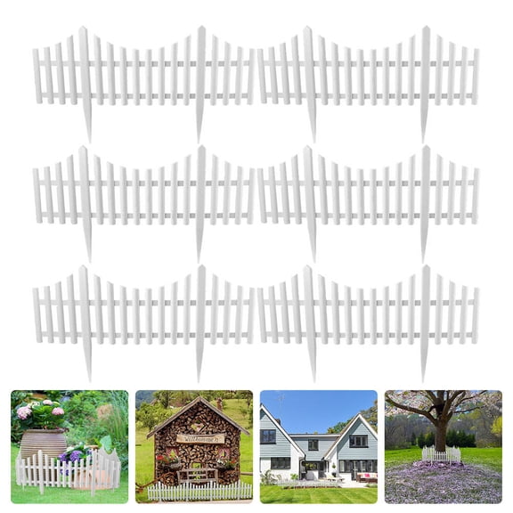 IBASETOY 6Pcs White Garden Border Fence Made from Moisture Resistant Plastic for Courtyard and Villa Use