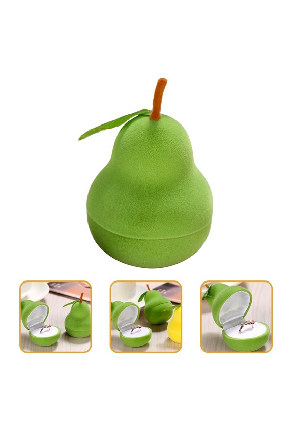 Delicate Ring Box Jewelry Box for Rings Simple Structure Flannelette Green 1Pack