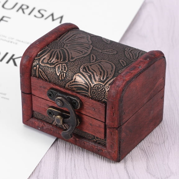 IBASETOY Desktop Decorative Box Lotus Storage Box Wooden Vintage Gift Option for Homeowners 1Set