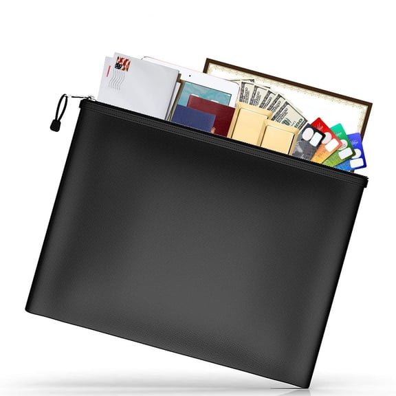 IBASETOY Document Organizer Folder Fireproof Black 1Set for Travel