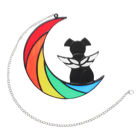 IBASETOY Minimalist Acrylic Dog on Moon Window Hanging for Office and Home Walls