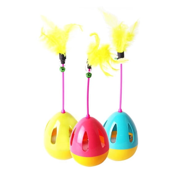 IBASETOY Durable Plastic Cat Feeding Tumbler Toy with Bell Sound for and Pet Training Blue