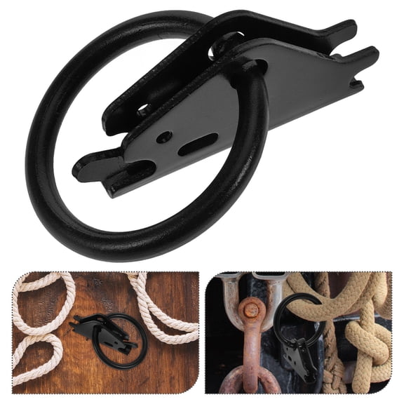 IBASETOY E Track Hook O Ring Buckle Black for Cargo Securing in Trailer Pickup Truck 1Set