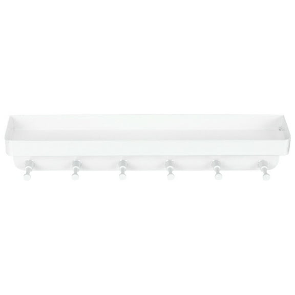 IBASETOY White Adhesive Metal Key Holder for Wall with Multi Function Sundries Storage Tray