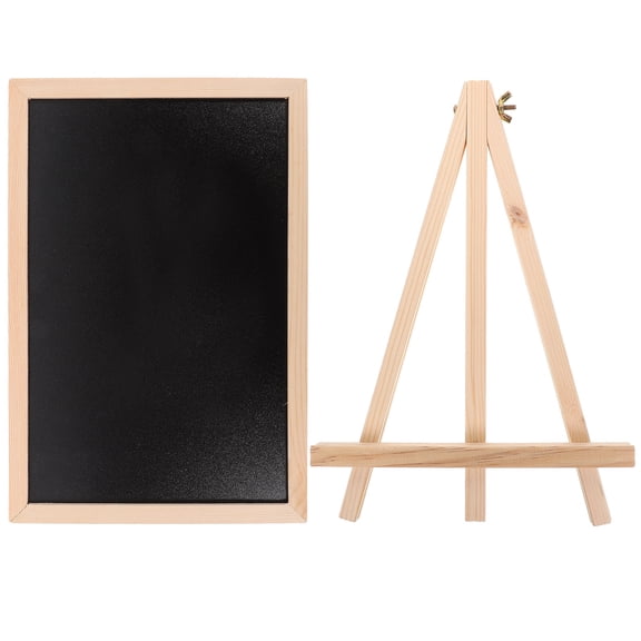 IBASETOY Black Wooden Desktop Chalkboard Sign with Stand for Daily Use and Message Display
