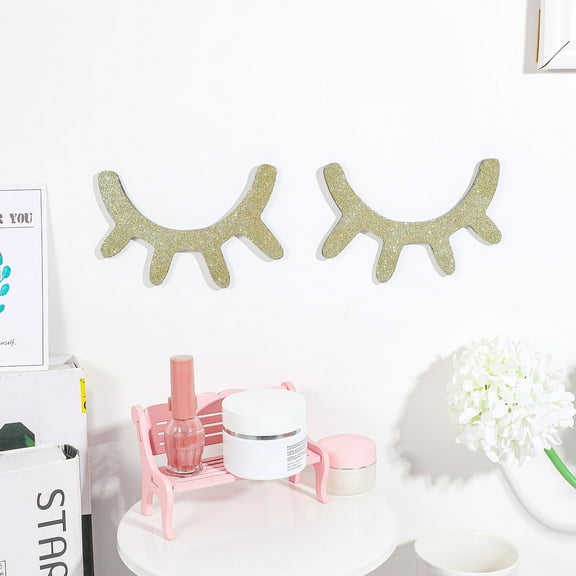IBASETOY Eyelash Wall Murals Nordic Style Wooden 1 Pair Decorative Wall Art