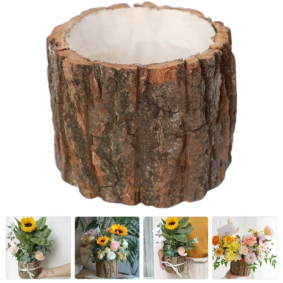 IBASETOY Log Flowerpot Multi Wood Stump Planter 1Set