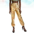 thumbnail image 1 of IBASETOY Female Loose Long Pants Golden Glittering Hip Hop Trousers for Women's Wearing Party Bar KTV Breathable Soft Polyester 30.5inch, 1 of 5