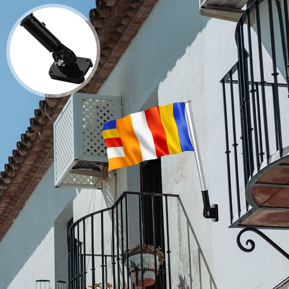 IBASETOY Outdoor Black Wall Mounted Flagpole Bracket with Adjustable Angle