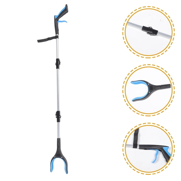 IBASETOY Foldable Trash Tongs Picker PP Blue Grabbing Tool for Household Cleaning 1Pcs