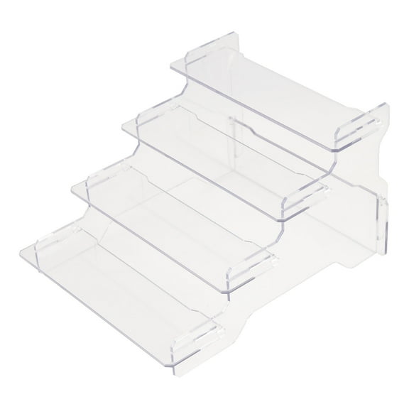 IBASETOY Four Tier Transparent Plastic Riser Shelf Plastic Display Stand for Storage and Model Organization