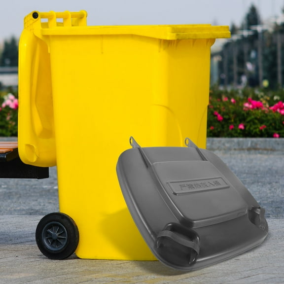 IBASETOY Plastic Trash Can Lid Replacement with Flip Top Design for Outdoor and Kitchen Garbage Bins in Black