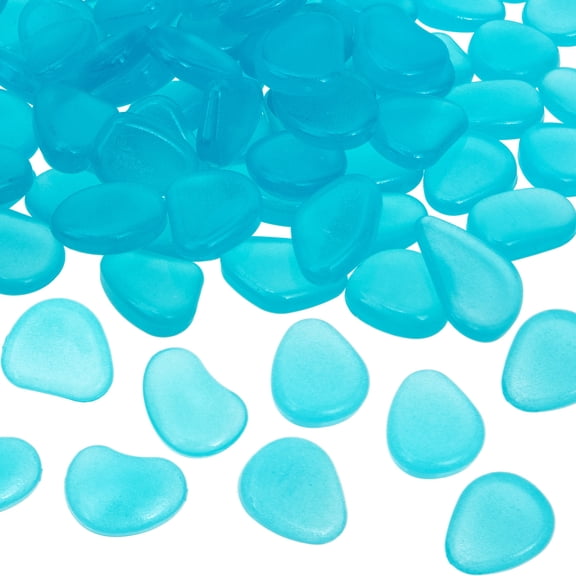 IBASETOY 100Pcs Sky Blue Glow in The Dark Fish Tank Rocks Natural Resin Aquarium Decor