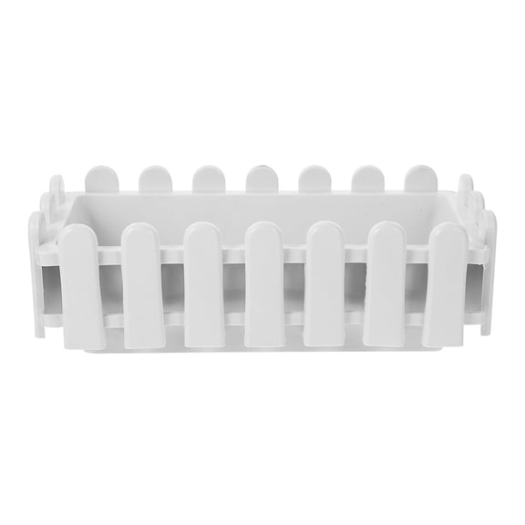 IBASETOY White Large Plastic Planter Box Fence Style Pot for Outdoor Balcony Garden Use