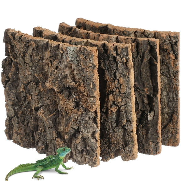 IBASETOY Gecko Tank Accessories Natural Reptile Decor Cork Tiles 4 Pcs