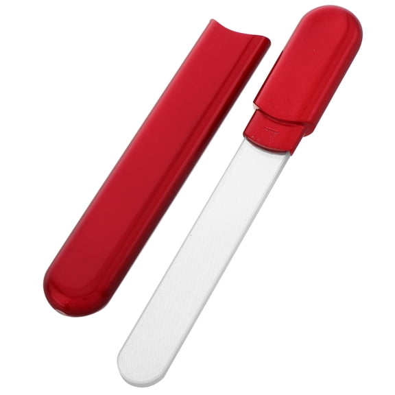 IBASETOY Red Nanoglass Glass Buffer Nail File with Ergonomic Handle for Home Nail Care Compact Design 5.5 Inch