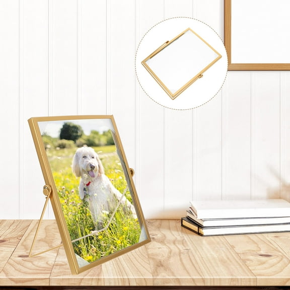 IBASETOY Gold Floating Frame 7x9 Tabletop Picture Frame Modern Shelf Decor for Home or Office Birthday and Wedding Displays