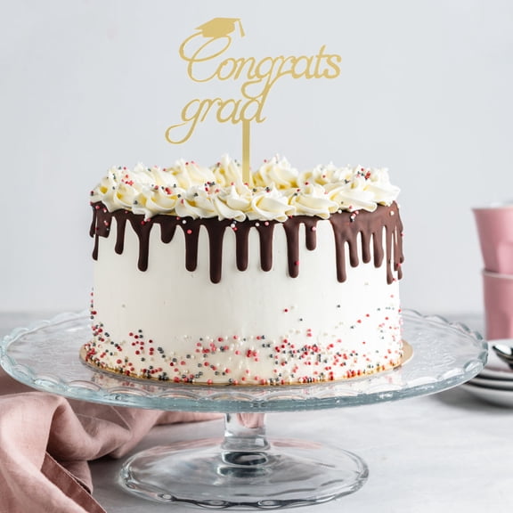 IBASETOY Golden Acrylic Graduation Cap Toppers for Cake Decoration 10Pcs Ideal for Graduation