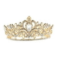 thumbnail image 1 of IBASETOY Golden Delicate Bride Crown Alloy Headpiece Chic Hair Accessory for Special Occasions 7.5 inches, 1 of 7